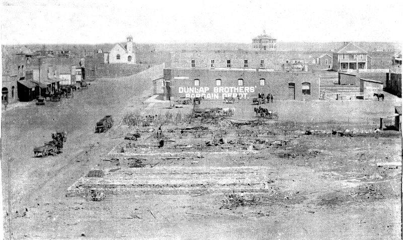 black and white photo of damage to Porter from a tornado