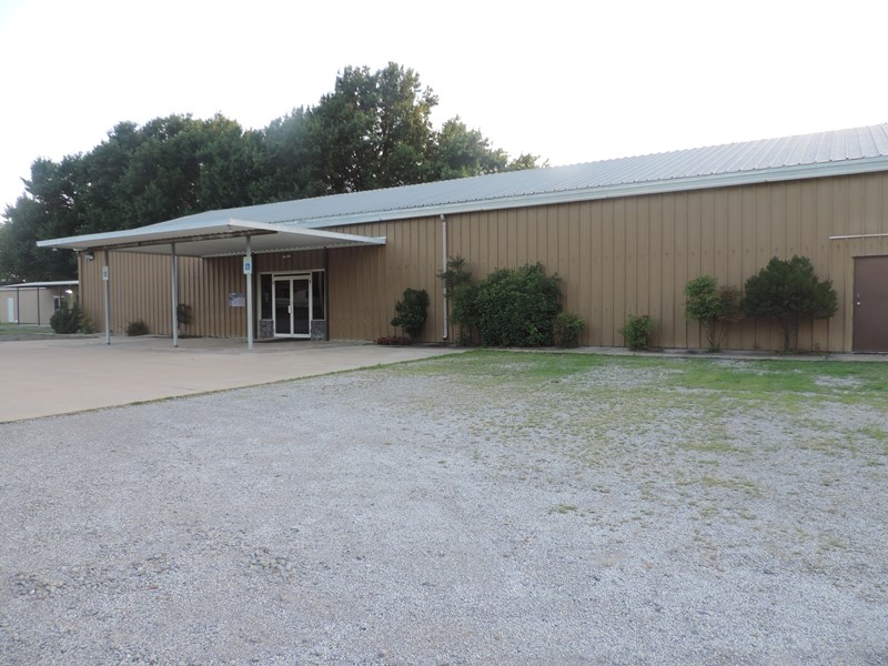 tan metal church building
