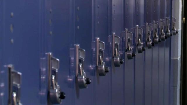 blue lockers with locks 