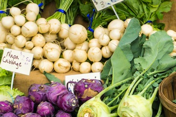 turnips, radishes, onions